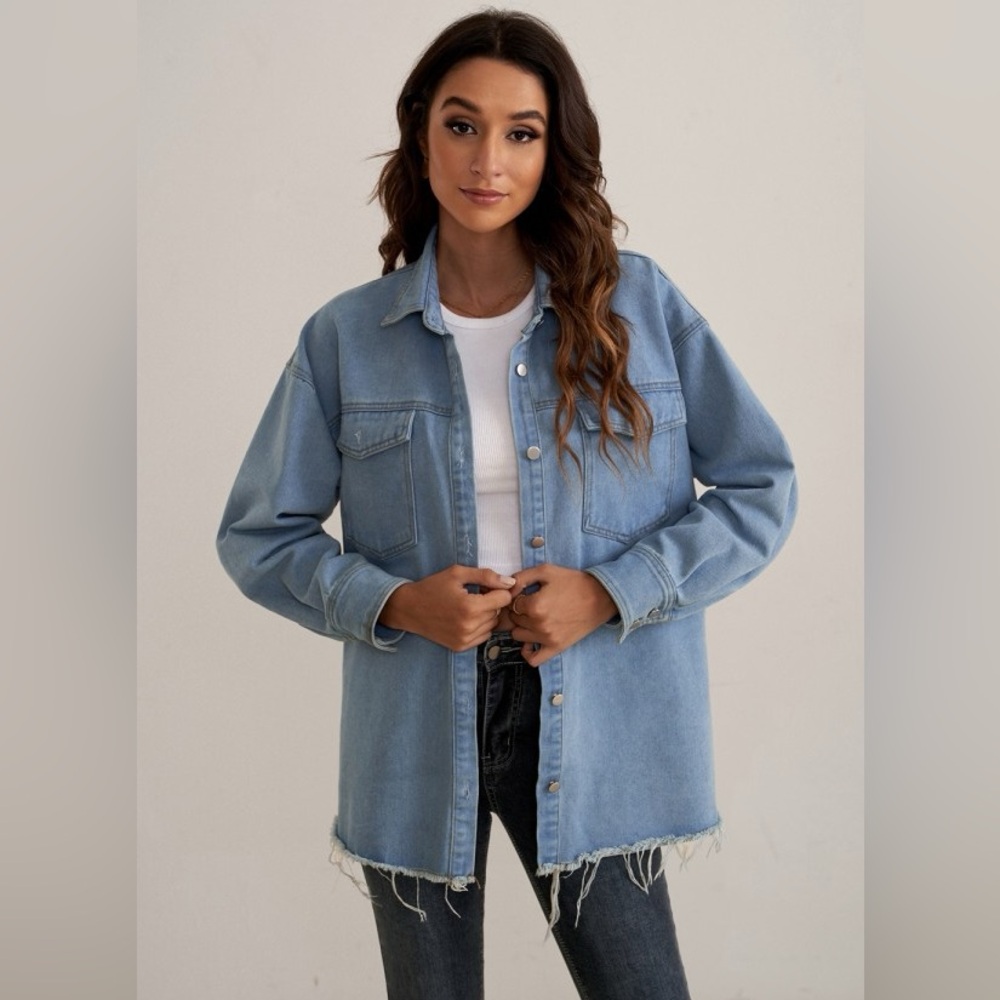 Oversized blue denim jacket